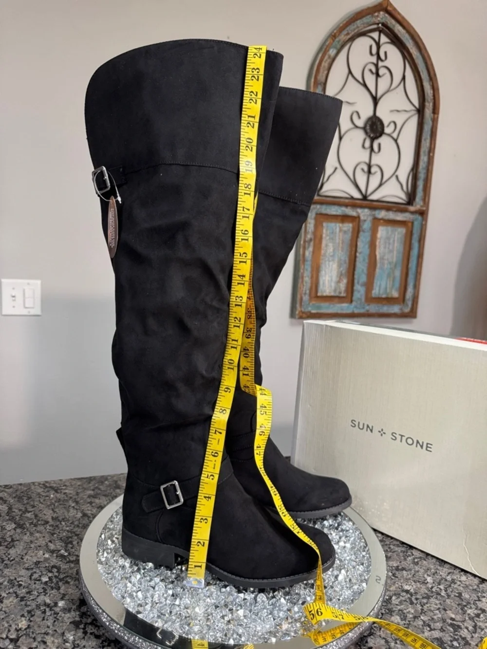 Sun + Stone Black over the Knee-High Casual Boots NEW 8.5 wide calf